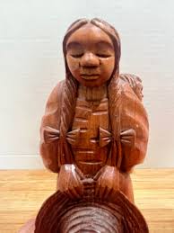 Vintage Jose Pinal Wood Carving Statue - Mother With Child ...