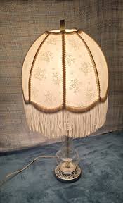 Vintage Victorian Etched Glass Lamp With Fringe Lampshade | eBay