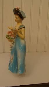 Vintage Porcelain Beautiful Young Girl Holding Flower Basket Figurine 8" tall | eBay