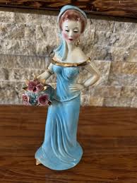 VINTAGE JOSEF ORIGINALS Porcelain Figurine Seated Colonial Woman at Needlework $132.00 - PicClick