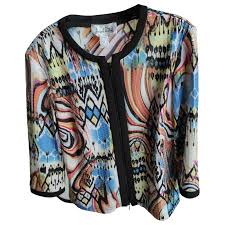 Joseph Ribkoff Jacket, Size 46 IT: Vibrant Abstract Print