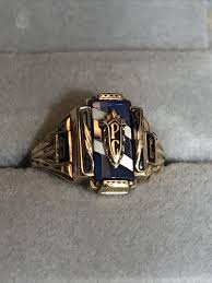 17.Vintage JOSTEN 10K Gold 1958 DC HS PC Blue stone White ...