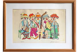Jovan Obican, "Five Musicians" vintage print on paper ...