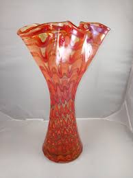 Hand Made Blown Glass Ruffled Vase - Etsy