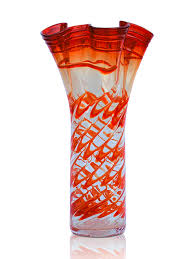 Twist Orange-Clear Hand Blown Glass Vase, Item No.V185 - Jam ...