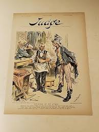 1897 Judge Lithograph of "Excuses Of No Avail" - William McKinley & Uncle Sam - The Economy in Hard Times - William McKinley as Uncle Sam's Tailor by Victoe Gillam: (1897) Art / Print / Poster |