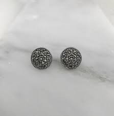 Sterling Silver Swiss Marcasite Vintage Style Big 13mm Round ...