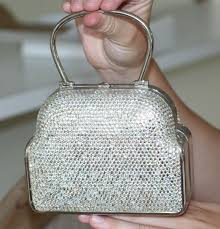 Judith Leiber SILVER Metal Swarovski Crystal Train Case Box Purse Shoulder Bag | eBay UK