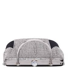 Womens Eden Black Glass Crystal/Satin Satchel | Nina Shoes