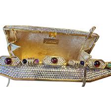 Vintage Signed Judith Lieber Rhinestone & Glass Cab Evening ...