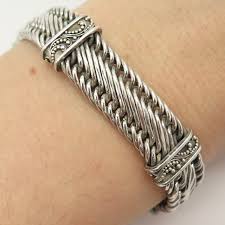 925 Sterling Silver Vintage Braided Ethnic Link Bracelet 6 3 ...