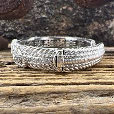 Vintage Judith Ripka Sterling Silver Cuff Bracelet: CZ Pave ...