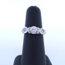 Judith Ripka Sterling Silver Diamonique Cz & Pearl Dangle Band Ring Size 6 - Etsy