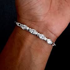 Cubic Zirconia CZ Silver Bangle, 925 Sterling Silver Jewellery, Clear Gemstone Jewellery, Wedding Jewellery, Mistry Gems, CZBG1 - Etsy Canada