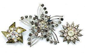 Lot 3 Vtg Antique Rhinestone Smoke Star Brooches Swedge Construction | eBay