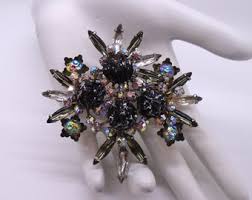 1950s Shades of Blue Crystal Rhinestone Domed Ornate Snow Flower Boutonniere Brooch- Vintage Juliana Style Brooch- Prong Set K#956 - Etsy UK