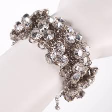 Bloomingdales Coast Rhinestone Charm Silver Tone Chain Link ...