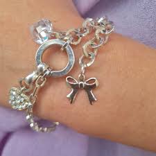 Heart Silver Bracelet for Her, Delicate Silver Charm ...