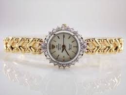 Vintage Womens Ladies Gold Jules Jurgensen Genuine Diamond ...