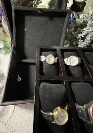 Faux Leather Watch Box Black With Clear Glass 6 Watches In ...