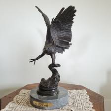 Vintage Signed Jules Moigniez Bronze Eagle Sculpture with ...