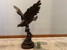 Late 20th Century Large Eagle Bronze Sculpture | Chairish