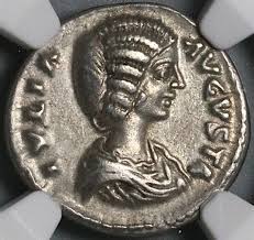 196 NGC XF Julia Domna Denarius Roman Empire Vesta Laodicea Pedigree ( – Caesar's Ghost Numismatics