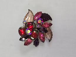 Juliana Red Rhinestone Brooch Silver Tone Metal ~ Very Pretty | eBay