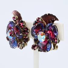 Vintage Glamorous Judy Lee Purple Watermelon Leaves Rhinestone Set 1960s - Etsy