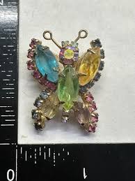Butterfly Fruit Salad Rhinestone JULIANA Vintage Pin Brooch Gold J-339 | eBay