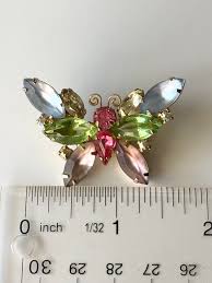 Vintage gold tone rhinestone butterfly brooch pin Brooch