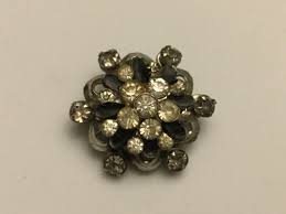 Stunning Vintage Estate Silvertone & Rhinestone Flower ...