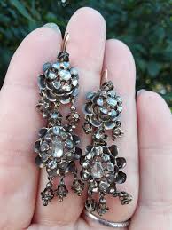 Georgian Rose Cut Diamond Dangle Earrings Exceptional ...