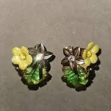 Source Unknown | Jewelry | Floral Green And Yellow Earrings ...