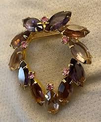 Juliana Purple Pink Rhinestone Heart Brooch Pin Stunning! | eBay