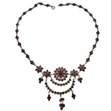 Antique late Victorian Bohemian Garnet Cluster Gilt Metal ...