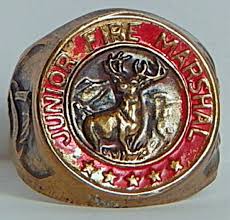 VINT 1950's JUNIOR FIRE MARSHAL BRASS RING ELK HARTFORD FIRE ...