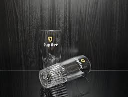 2x Jupiler Beer Glass. Ribbed Model. 25cl. Yellow Logo ...