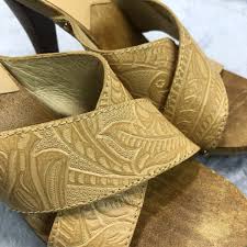 Michael Kors Women Sz 8 Wooden Stacked Heel Studded Mules Tooled Leather Western | eBay