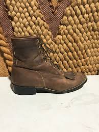 Justin Brown Leather Lace Up Kiltie Cowboy Boots Style 545 ...