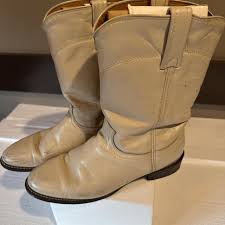 Creme low cowboy boots! Unsure of brand so tagged... | Depop