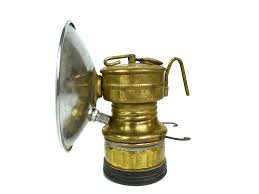 Mid 20th Century Brass Miners Lamp With Reflector | Chairish