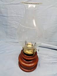 Vintage Beautiful Wood glass Oil Lamp 14" high | eBay