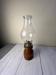 Vintage Wooden Base Oil Lamp With Removable Canister, Plain ...