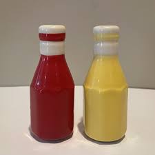 Ketchup Mustard Bottle Salt and Pepper Shakers w Stoppers ...