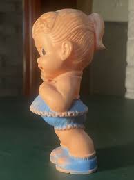 Vintage 6" Toy Doll Sun Rubber Co Girl Blue Dress Hand ...