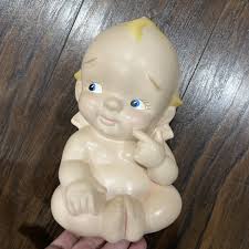 Vintage Kewpie Doll Wings Sitting Ceramic Figurine 7” Pointing Finger Cheek | eBay