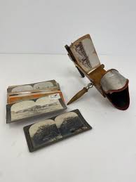 Antique Wood And Metal Stereoscope 22 Stereographs Cards World Travel /ro | eBay