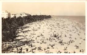 RPPC Crowds on the Beach MIAMI BEACH, FL Simpson Photo ...