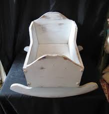 Vintage Large White Wood Doll Cradle, Handmade Pink ...